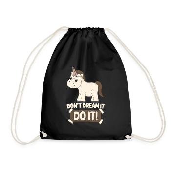 Fake Unicorn Pony Funny Inspiration Motivation - Drawstring Bag - black - Front