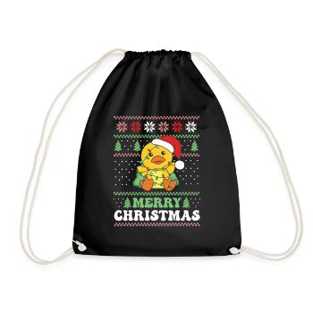 Joyeux Noël rétro moche canard de Noël - Sac de sport léger - noir - Devant
