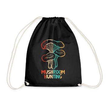 Retro Identification Picking Foraging Mushroom - Drawstring Bag - black - Front
