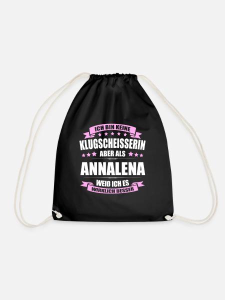 Name Annalena Vorname Klugscheisserin Namenstag - Turnbeutel - Schwarz