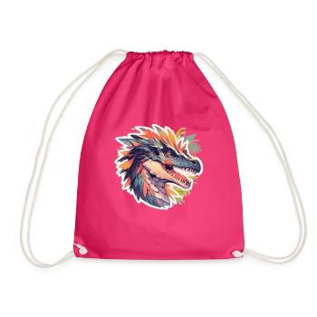 Dinosaurier Trex Dinos Dinosaurus Dino Baby - Turnbeutel - Fuchsia - Vorne