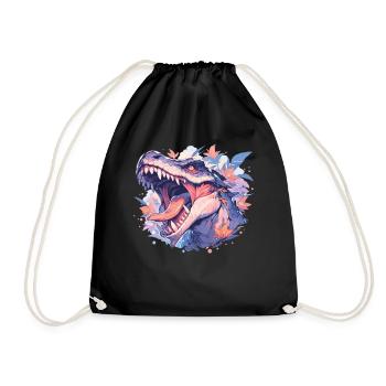 Dinosaur Trex Dinos Dinosaur Dino Baby - Drawstring Bag - black - Front