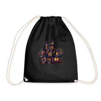 Spukiges Halloween-Design mit Geisterschloss - Turnbeutel - Schwarz - Vorne