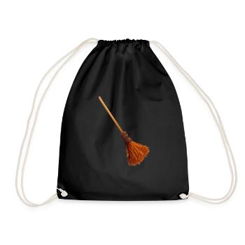 Haunted Witch's Broom: Spooky Halloween Design - Drawstring Bag - black - Front