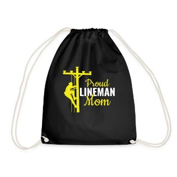 Proud Lineman Mom - Pipe Assembler - Drawstring Bag - black - Front