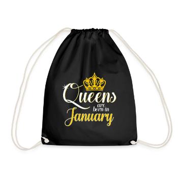Queens Are Born In January Women Birthday Month - Drawstring Bag - black - Front