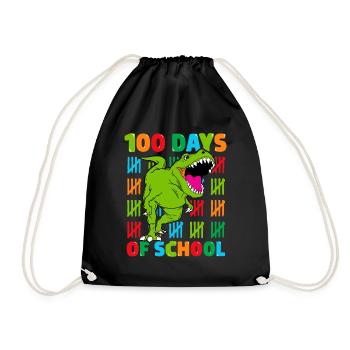 100th Day of School Dino Kids Happy 100 Days - Drawstring Bag - black - Front
