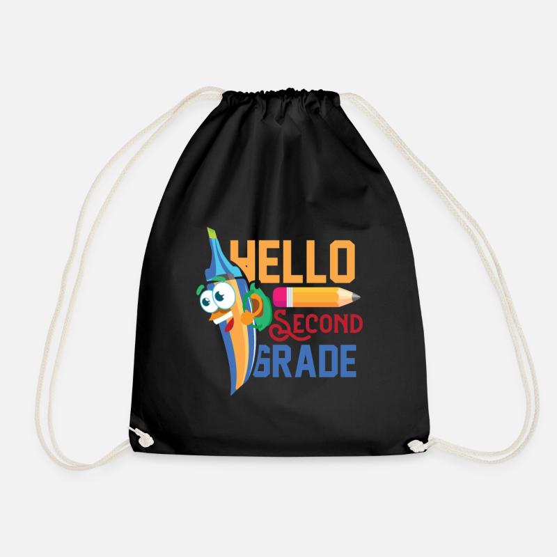 Second Grade Rainbow Girls Boys Teacher Team 2nd - Drawstring Bag - black