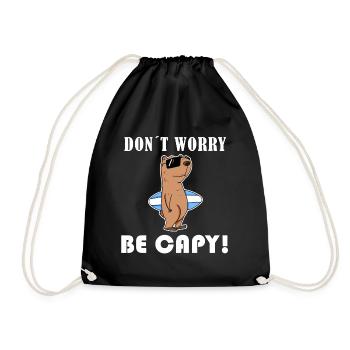 Capybara Wasserschwein Capybaras - Drawstring Bag - black - Front