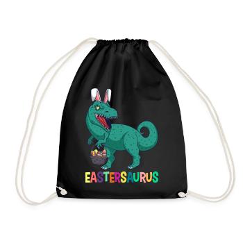 Eastersaurus Easter T-Rex Dinosaur Easter Bunny - Drawstring Bag - black - Front