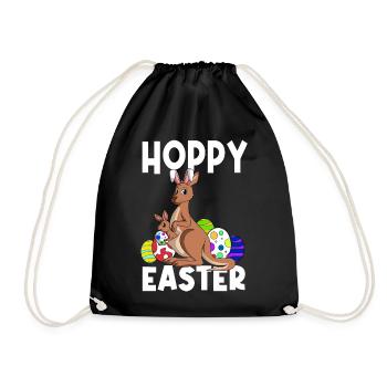 Hoppy Easter Süßes Ostern Känguru Osterhase - Turnbeutel - Schwarz - Vorne