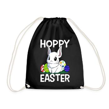 Hoppy Easter Süßer Osterhase Ostern Eiersuche - Turnbeutel - Schwarz - Vorne