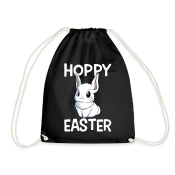 Hoppy Easter Süßer Osterhase Ostern Eiersuche - Turnbeutel - Schwarz - Vorne