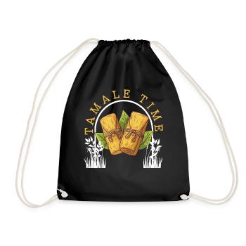 Mexican Shirt, Tamale Time Tee, Latino Tamales - Drawstring Bag - black - Front