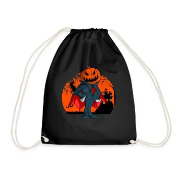 Vampir Kürbis Kopf Kürbislaterne Halloween - Turnbeutel - Schwarz - Vorne