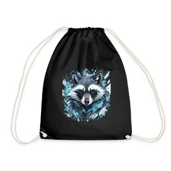 raccoon raccoon raccoon head animals - Drawstring Bag - black - Front