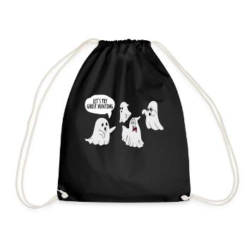 Ghost Hunt Cute Ghosts Creepy Halloween - Drawstring Bag - black - Front