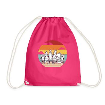 Retro Queen Player Grandmaster Professional Chess - Drawstring Bag - fuchsia - Front