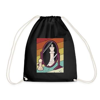 Retro Player Grandmaster Queen Professional Chess - Drawstring Bag - black - Front