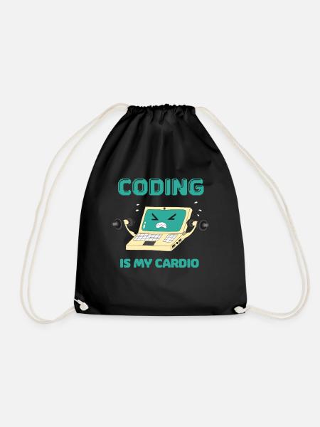 Programmer Coding Fitness Funny Computer Scientist - Drawstring Bag - black