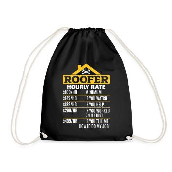 Roofer Hourly Rate - Roof Worker Funny Roofer - Turnbeutel - Schwarz - Vorne