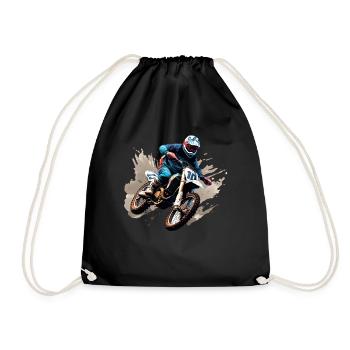 Motocross Motorcycle - Drawstring Bag - black - Front