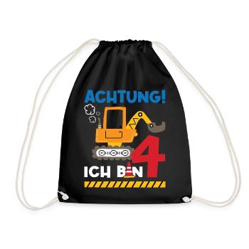 Achtung Ich bin Vier - Turnbeutel - Schwarz - Vorne
