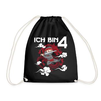 Achtung Ich bin Vier - Turnbeutel - Schwarz - Vorne