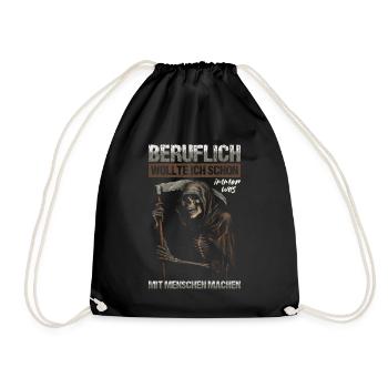 wollte ich schon immer was mit Menschen machen - Turnbeutel - Schwarz - Vorne