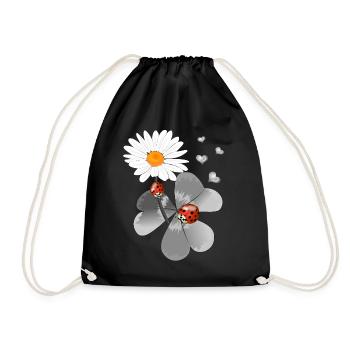 Clover with ladybug - Drawstring Bag - black - Front
