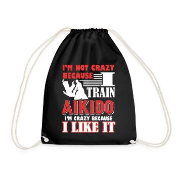 Aikido I Train Aikido - Drawstring Bag - black - Front