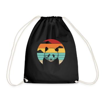 Retro Panda Bear Ailuropoda Melanoleuca Friend - Drawstring Bag - black - Front