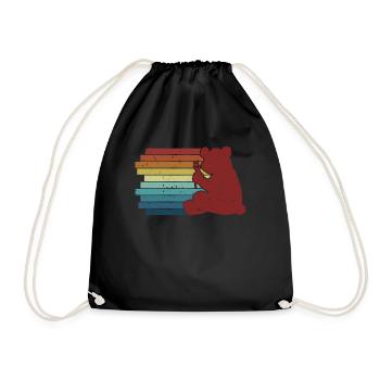 Retro Panda Bear Friend Ailuropoda Melanoleuca - Drawstring Bag - black - Front