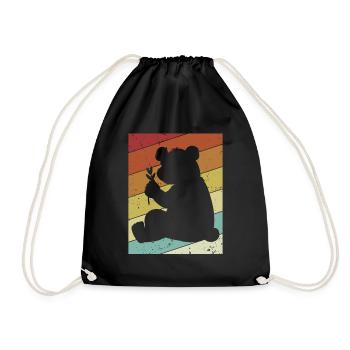 Retro Panda Bear Ailuropoda Melanoleuca Friend - Drawstring Bag - black - Front