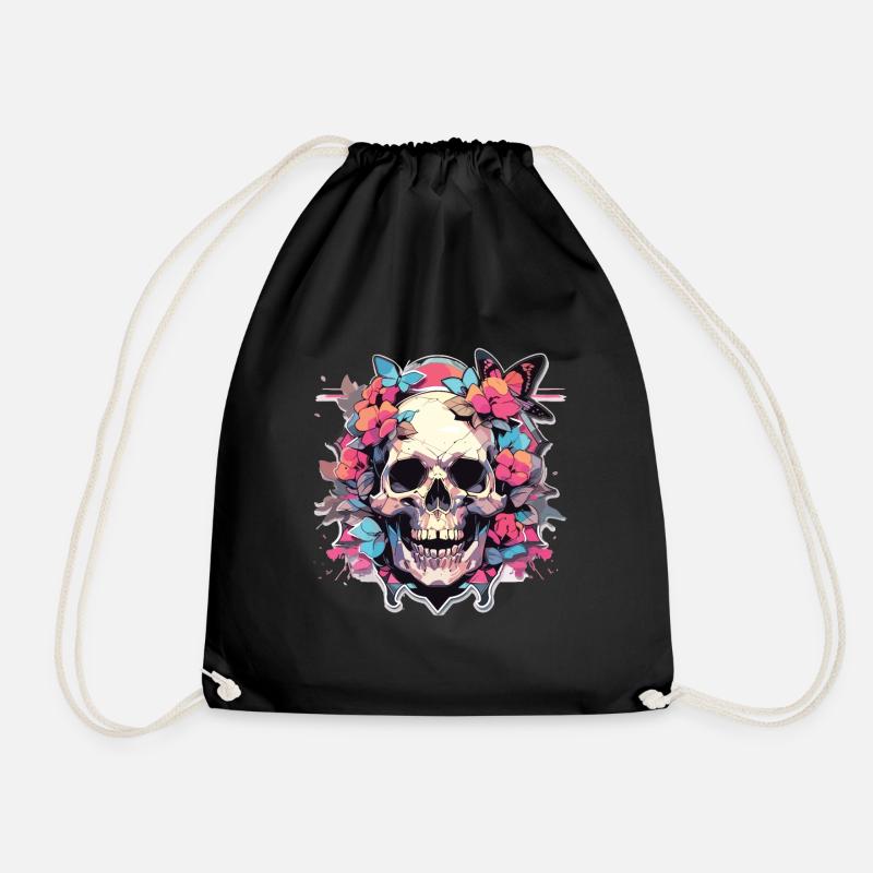 Totenkopf Skull Totenschädel Skelett Knochen - Turnbeutel - Schwarz
