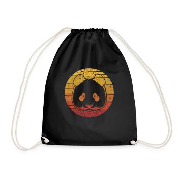 Retro Panda Bear Ailuropoda Melanoleuca Friend - Drawstring Bag - black - Front
