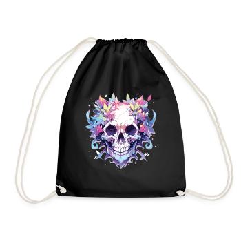 Skull Skull Skull Skeleton Bone - Drawstring Bag - black - Front