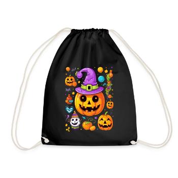 Cool Halloween pop art design citrouille et chapeau de sorcière - Sac de sport léger - noir - Devant