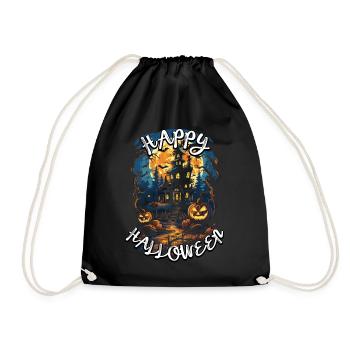 Happy Halloween with spooky pumpkin design - Drawstring Bag - black - Front
