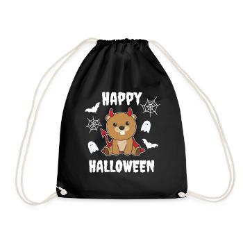 Beaver Happy Halloween Devil Costume - Drawstring Bag - black - Front