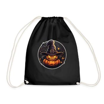 Halloween Witch Pumpkin - Drawstring Bag - black - Front