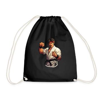 Karate Kämpfer - Turnbeutel - Schwarz - Vorne