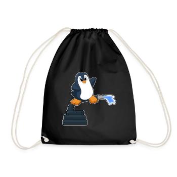 Pinguin Feuerwehrmann Feuerwehrschlauch Feuerwehr - Turnbeutel - Schwarz - Vorne