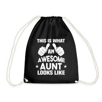 So sieht eine tolle Tante aus Geschenk - Turnbeutel - Schwarz - Vorne