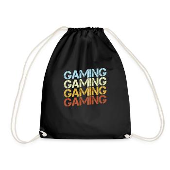 Gaming Retro - Drawstring Bag - black - Front