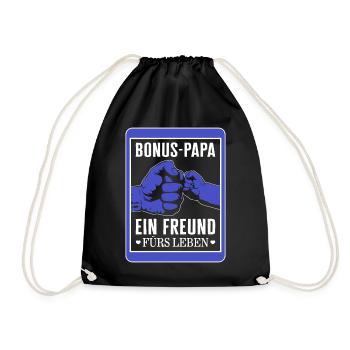Stiefvater-Shirt, Bonus Papa Ein Freund Furs - Drawstring Bag - black - Front