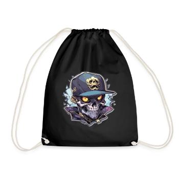 Totenkopf - Turnbeutel - Schwarz - Vorne