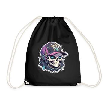 Totenkopf - Turnbeutel - Schwarz - Vorne