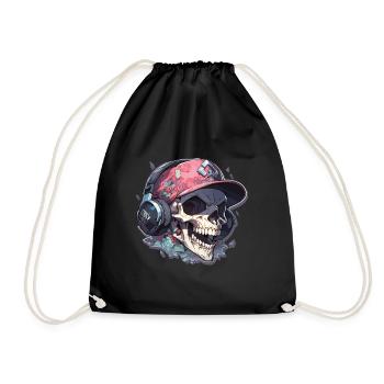 Totenkopf - Turnbeutel - Schwarz - Vorne