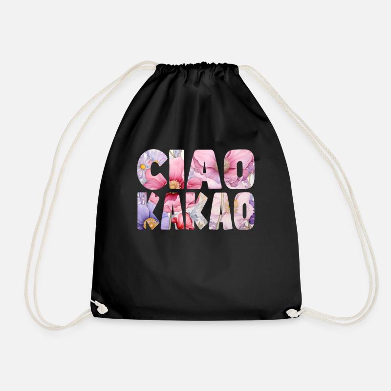 Ciao Kakao Blumenmuster - Turnbeutel - Schwarz